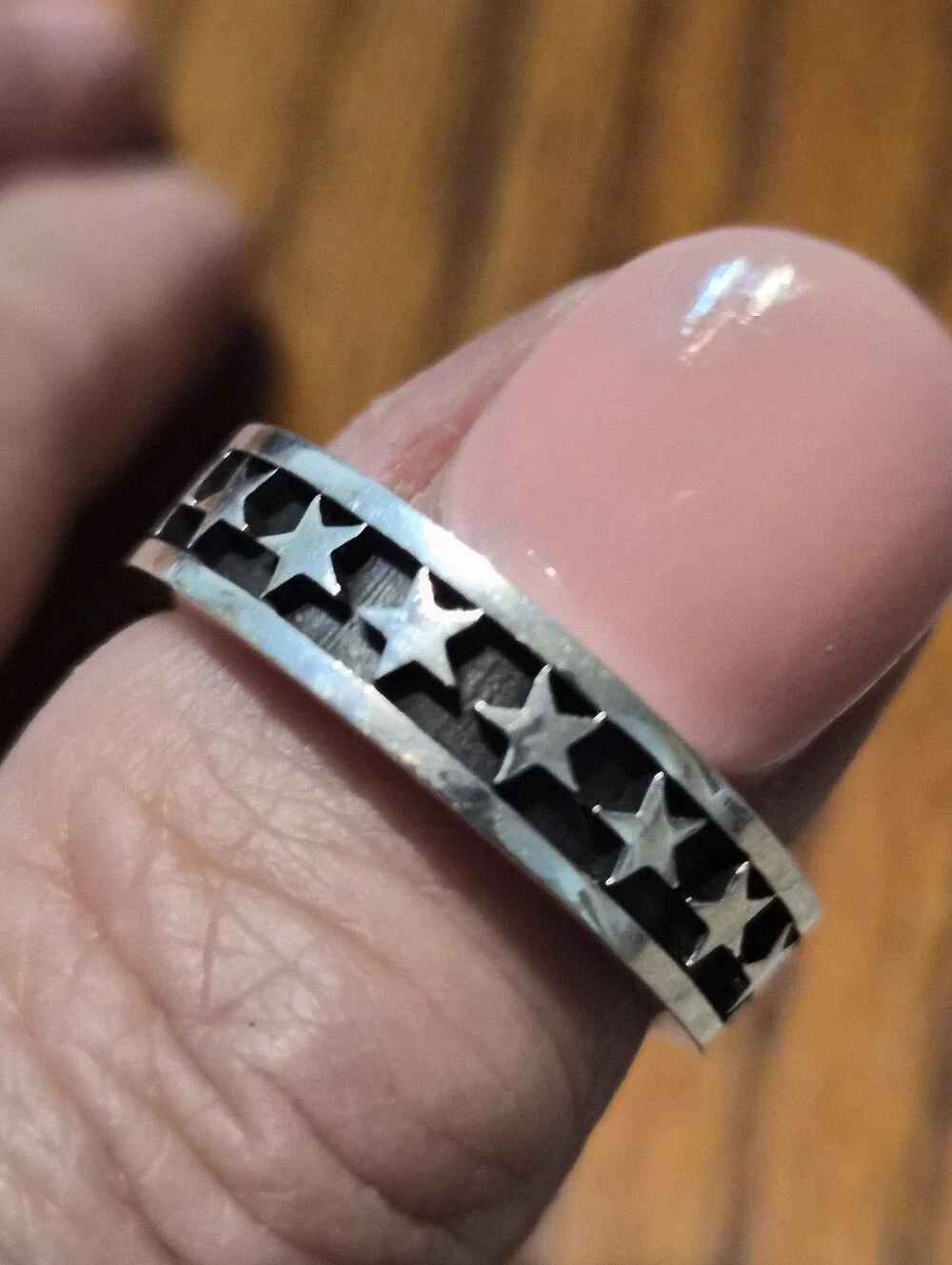 King Baby Studio Sterling Silver stackable Star Band Ring size 10.5